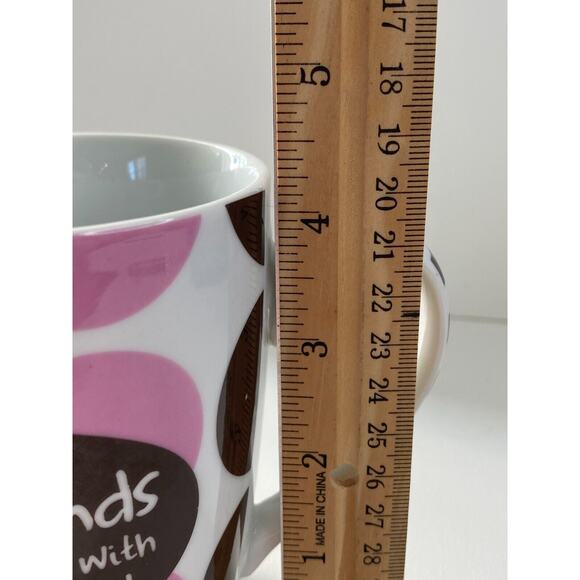 Pier 1 Imports Coffee Mug Mud pie polka dot Girlfriends booze shopping - Picture 2 of 6